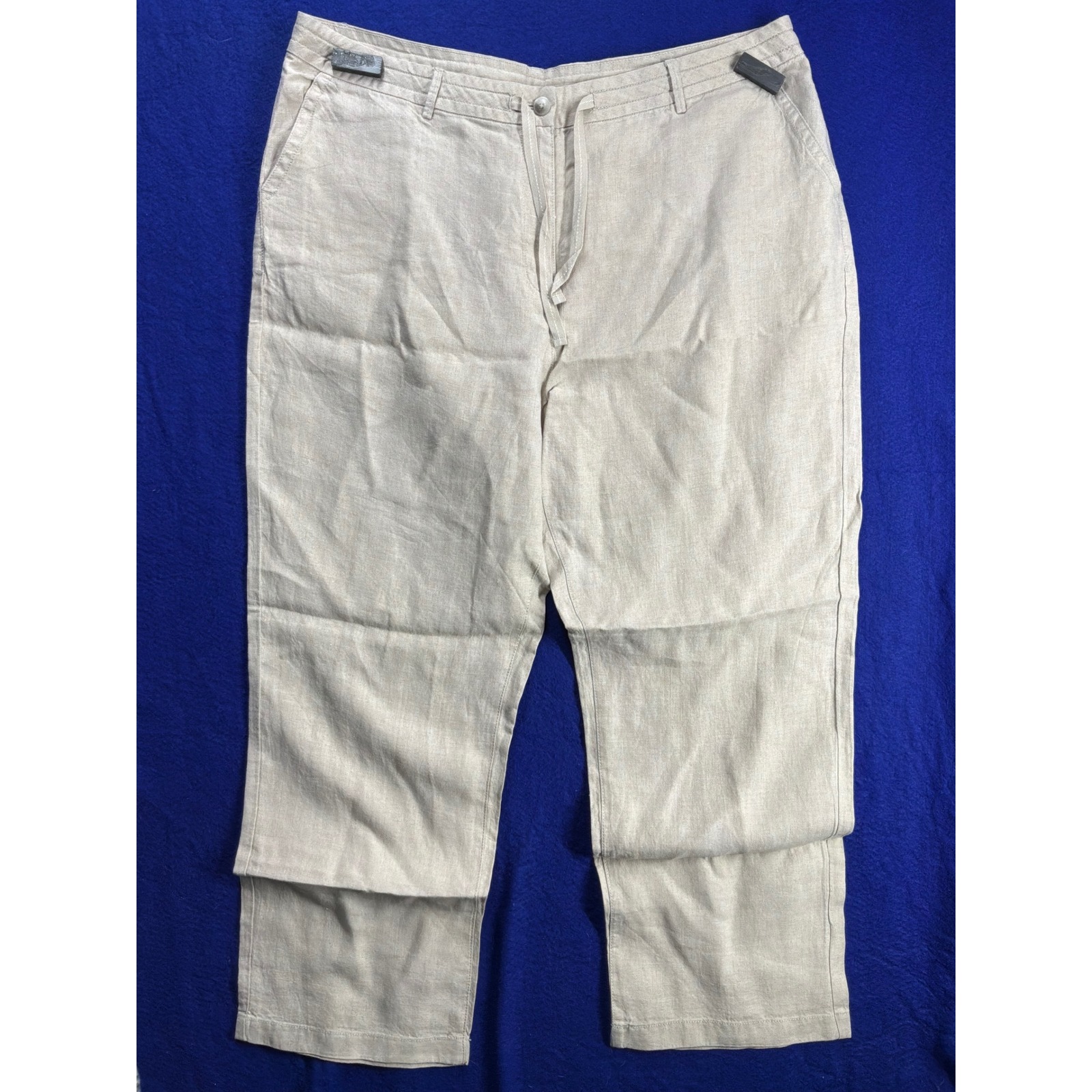 Coastal Womens L.L. Bean Premium Washable Linen Pants 20w Oatmeal Beige